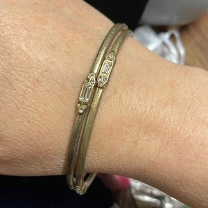 Lia Sophia Matte gold crystal bangles Large lot